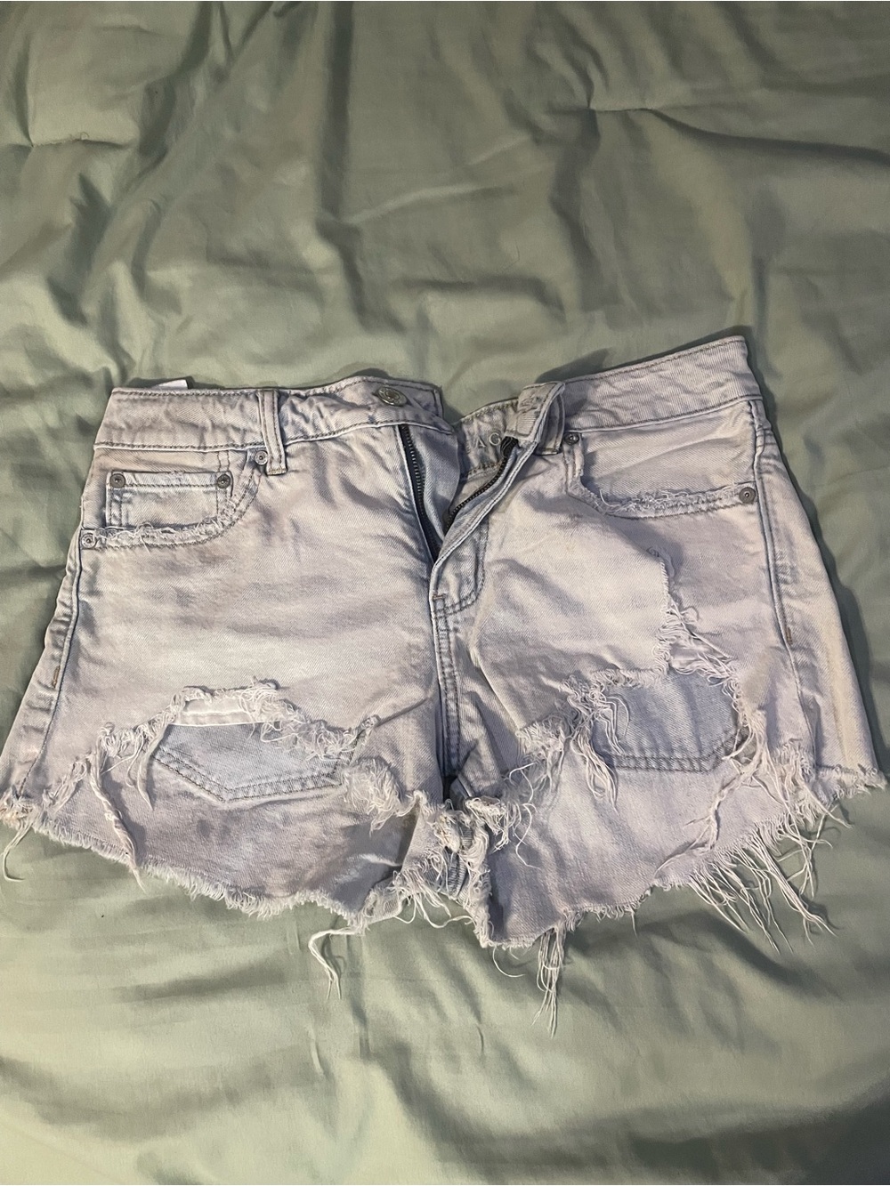 American Eagle Outfitters Light Blue Distressed Denim Cutoff Shorts